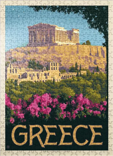 Miniatura 9 de MyPuzzle Greece: The Parthenon, póster vintage, rompecabezas de 100 piezas para adultos