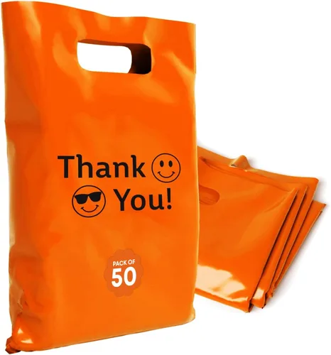 Miniatura 33 de Bolsas de plástico con asas – Bolsas de mercancía de 12 x 15 pulgadas para pequeñas empresas – Bolsas troqueladas para compras minoristas y Negro