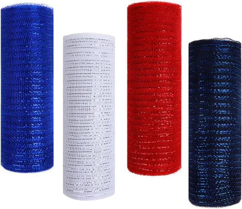 Miniatura 8 de 4 rollos de cinta de malla decorativa para decoración de coronas, 10 pulgadas x 30 pies, rollo de malla decorativa de San Valentín, suministros