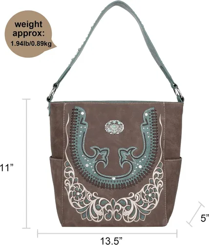 Miniatura 4 de Montana West Boot Scroll Collection - Bolso de mano oculto para mujer, cuero vegano, bolso de hombro occidental con cartera