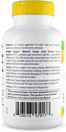 Miniatura 2 de Healthy Origins Extracto de semilla de uva de 300 mg, 150 cápsulas vegetales - MegaNatural-BP, hecho de uvas de California, apoya la salud