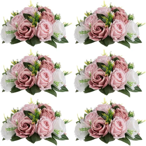 Miniatura 26 de Sziqiqi - 2 flores artificiales, flores de seda, 15 tallos para centros de mesa de flores o arreglos colgantes. Blanco puro