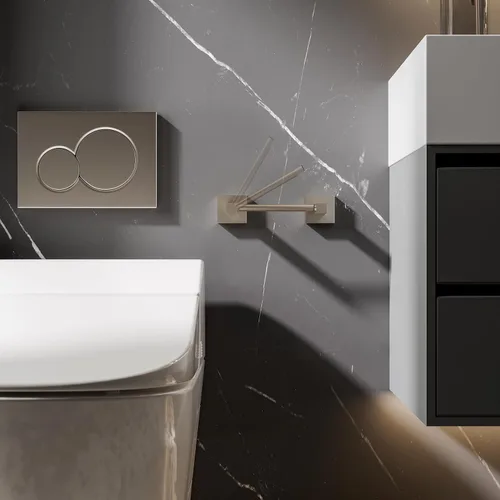 Miniatura 2 de Ruacq Soporte de papel higiénico de níquel cepillado, anillo de toalla, accesorios de baño, juego de accesorios de baño de doble poste giratorio