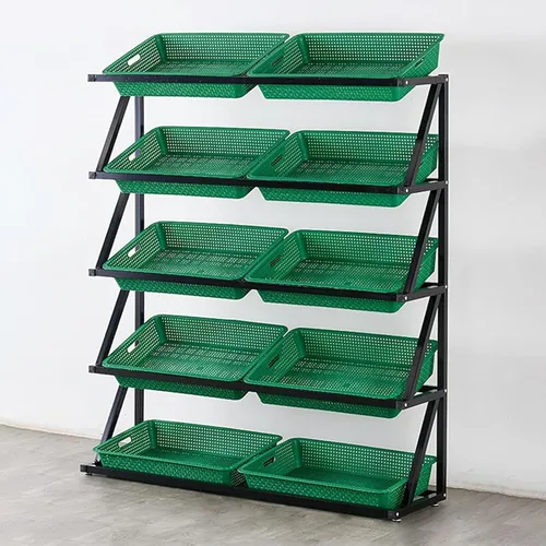 Miniatura 12 de Shelves 4/5 Tier Commercial Supermarket Fruit Rack Vegetable Shelf, Retail Display Rack, Large Capacity Snack Storage Basket for Pantry/Retail Nero
