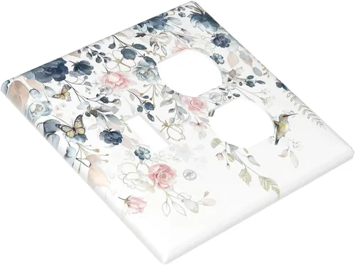 Miniatura 242 de Decorative Outlet Covers Blue Background White Cat Daisy Floral 2-Gang 1-Gang Wall Plate Single Toggle/Rocker Farmhouse Style Light Switch Covers