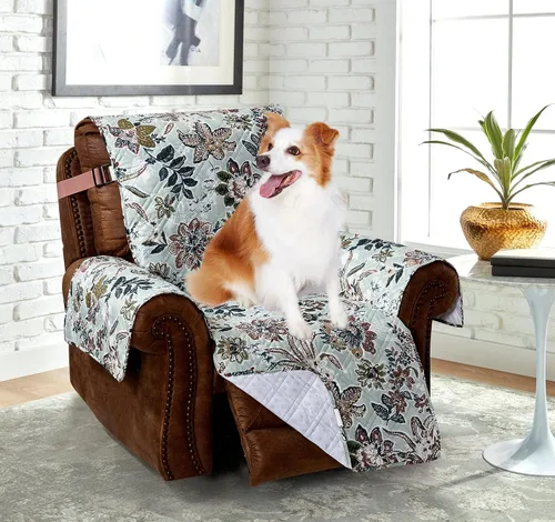 Miniatura 23 de Brilliant Sunshine Funda acolchada para silla con diseño de retazos de corazón de amor burdeos, 23 pulgadas de ancho de asiento, protector