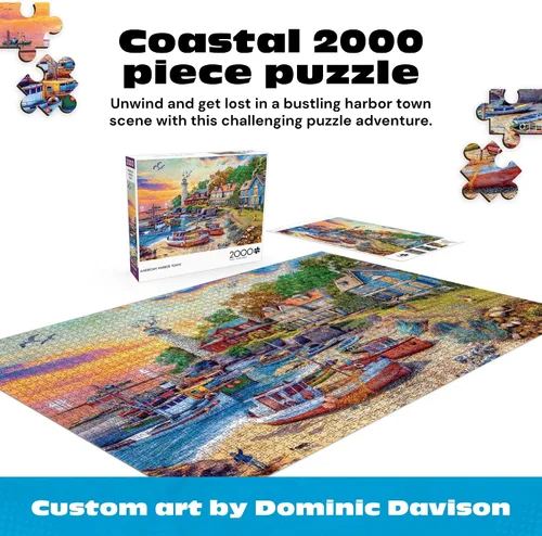 Miniatura 3 de Buffalo Games Dominic Davison American Harbor Town - Rompecabezas de 2000 piezas - 38.5 x 26.5 pulgadas, póster incluido - Piezas de corte