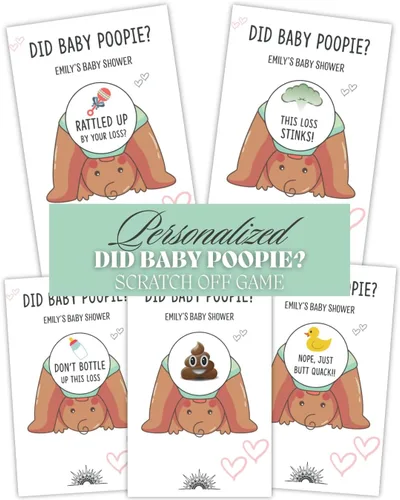Miniatura 7 de Pin the Poopie on the Diaper Boy Baby Shower Game - Divertido juego de baby shower con divertidas calcomanías vibrantes de Poopie - Para revelación