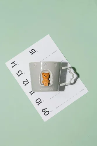 Miniatura 3 de DIHOclub Taza de cerámica con diseño de gato, ventana con animales, figura de cerámica hecha a mano, tazas lindas de dibujos animados, regalo
