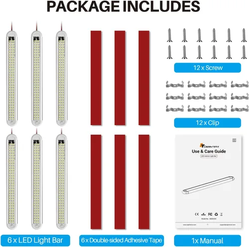 Miniatura 9 de CT CAPETRONIX - Barra de luz interior LED de 12 V, 120 LED, 1500 lúmenes, 8 W, CC, 12 voltios, con interruptor de encendido/apagado, para remolque