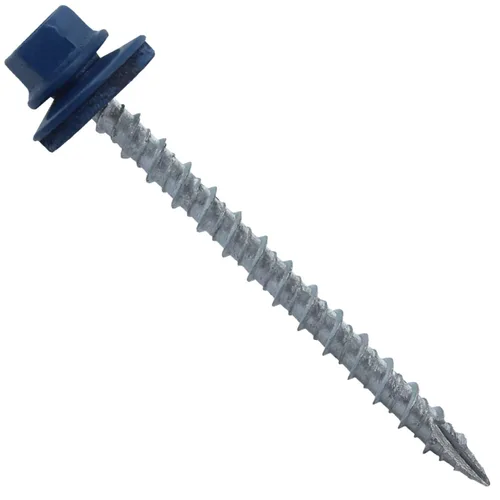Miniatura 54 de 10 tornillos para techos de metal gris ABC de 2-1/2 pulgadas, cabezal de arandela hexagonal, arranque automático/roscado, arandela EPDM. 1 bolsa