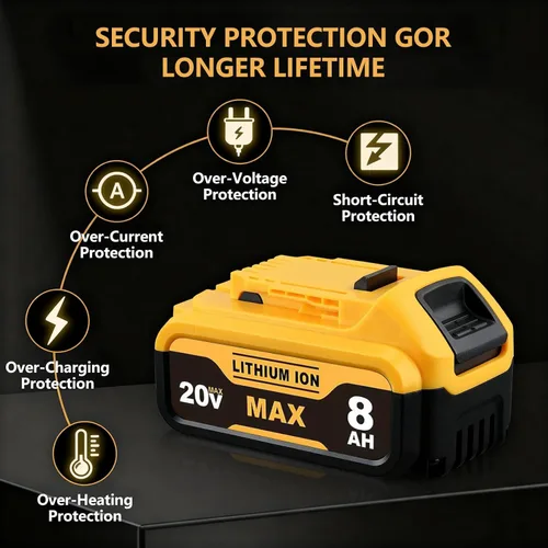 Miniatura 10 de 8.0Ah Compatible con la batería DeWalt 20V Max DCB200 DCB201 DCB180 DCB203 DCB204 DCB206 para herramientas eléctricas sin cable con indicador LED
