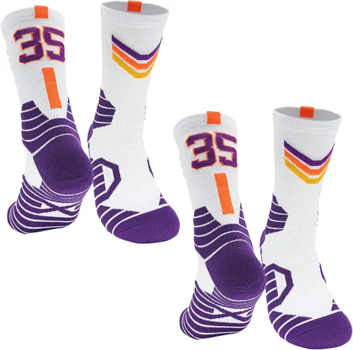 Miniatura 9 de 2 pares de calcetines de baloncesto para hombres y niños, equipo de baloncesto con número de la suerte, calcetines de estrella para niños y adultos