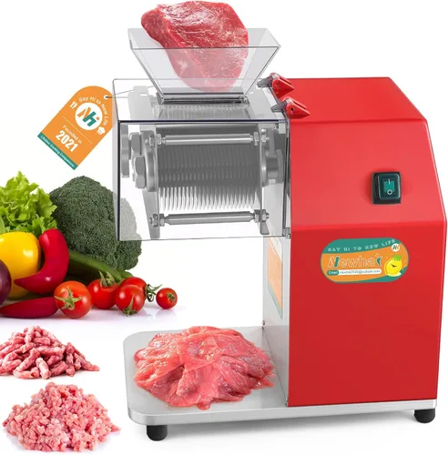 Newhai - Máquina de corte de carne de 850W, máquina comercial para cortar carne de 10mm de alta resistencia, cortadora de carne y trituradora de