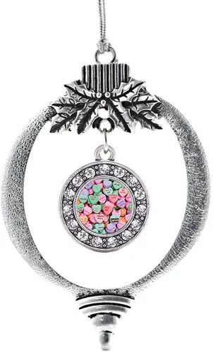 Miniatura 18 de Inspired Silver - Bonita bandera estadounidense - Adorno de Navidad plateado - Adorno de árbol de Navidad con dije circular con circonita cúbica