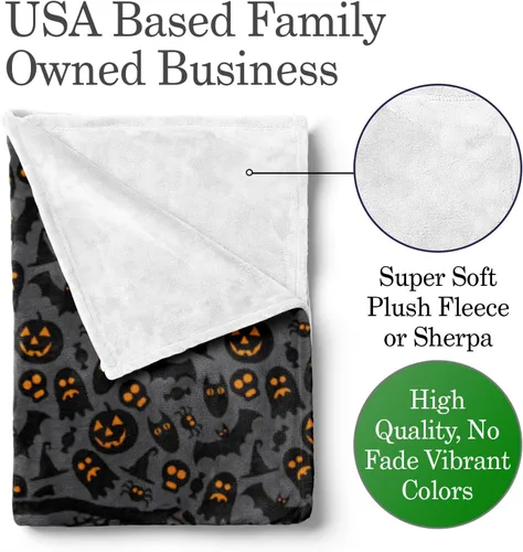 Miniatura 2 de Manta personalizada de murciélagos de Halloween, se envía al día siguiente, fabricada en Estados Unidos, suave, ligera, manta de vellón o sherpa
