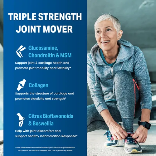 Miniatura 5 de Vitamin World Movimiento de articulaciones de triple fuerza, glucosamina condroitina con suplemento de apoyo articular MSM, extracto de colágeno