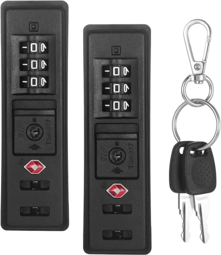 2 cerraduras de equipaje con cremallera integradas T-S-A 007 con certificación TSA, adecuadas para PC, ABS, PP rígidas con cremallera, reemplazo de