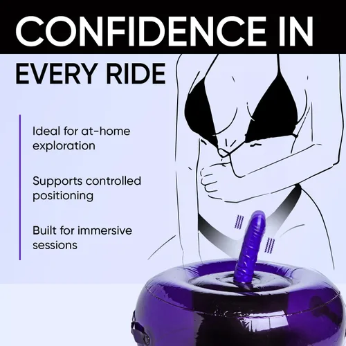 Miniatura 3 de Lynx Asiento de montar inflable consolador vibrador púrpura, asiento vibratorio inflable con vibración de velocidad multi y control remoto