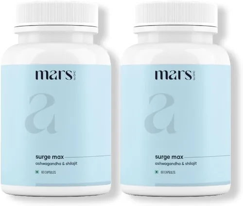 mars by GHC Natural Surge Max Caps | Alimentado con Shilajit, Safed Musli y Gokshura | 60 cápsulas (paquete de 2)