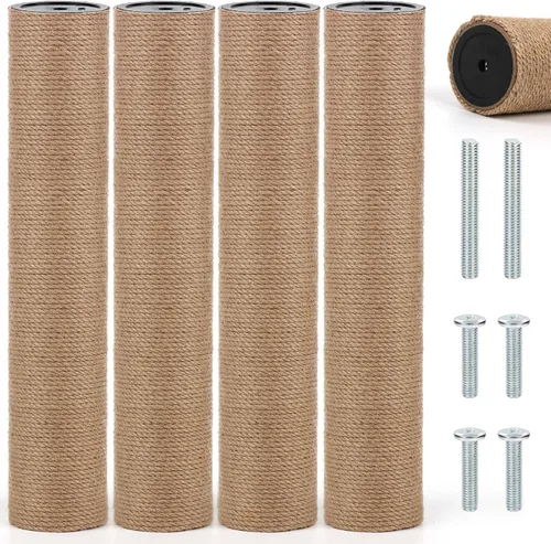 4 piezas de repuesto de poste rascador para gatos M8, 15.7 x 3.1 pulgadas, poste de repuesto para árbol de gatos de yute natural para gatos de