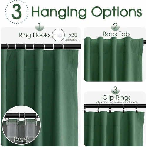 Miniatura 2 de Joywell Cortinas 100% opacas de 84 pulgadas de largo, juego de 2 paneles de cortinas de oscurecimiento de habitación para dormitorio, pestañas Verde