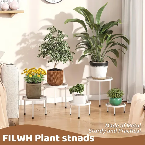 Miniatura 5 de Paquete de 5 soportes de metal para plantas para interiores y exteriores, resistentes soportes de hierro antioxidante, soporte para macetas, estante