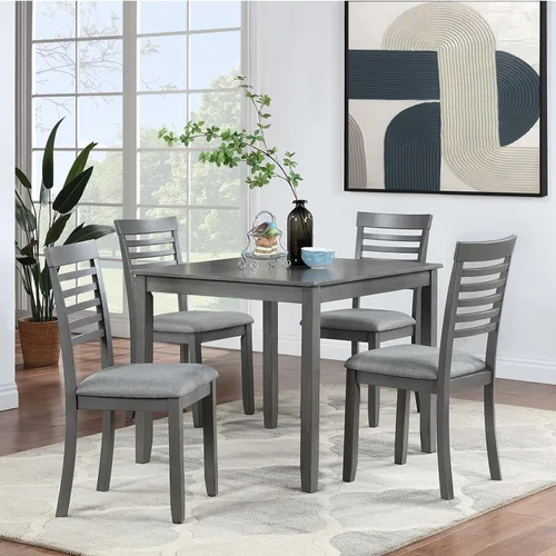 Miniatura 28 de LUMISOL Juego de mesa de comedor de 5 piezas con 4 sillas, juego de mesa de cocina de granja para lugares pequeños, cocina, comedor, negro y roble