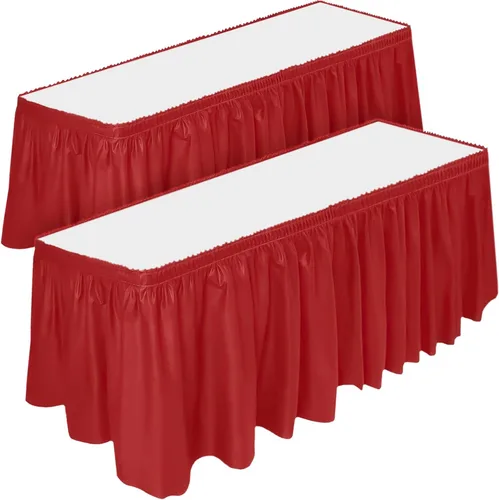 Miniatura 15 de DecorRack Paquete de 2 faldones de mesa, 29 pulgadas x 14 pies cada uno, sin BPA, desechables, reutilizables, falda rectangular para mantel