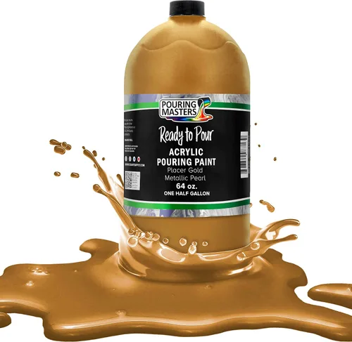 Miniatura 32 de Pouring Masters - Acrílico metálico dorado de 24 quilates - Listo para verter - Pintura para verter - A base de agua premezclada de 32 onzas