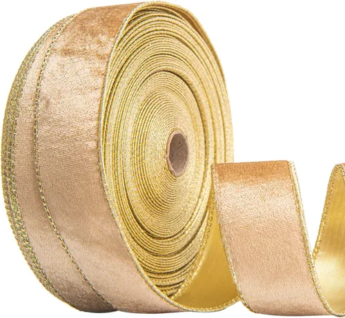 Cinta de terciopelo navideño de 1.5 pulgadas x 10 yardas, cinta con alambre de 1.5" de ancho para decoración de manualidades navideñas, envoltura