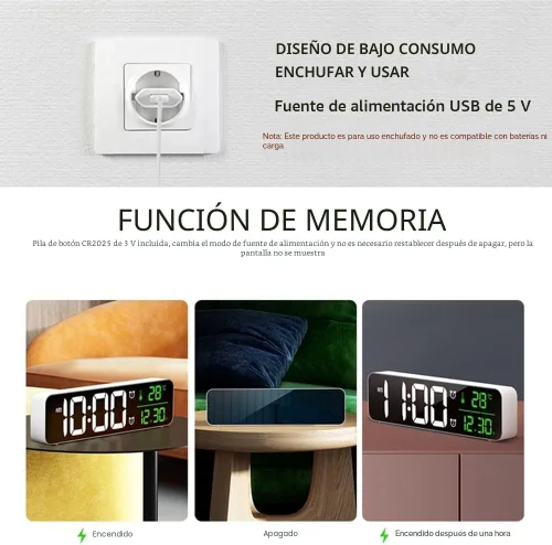 Miniatura 6 de Reloj digital de pantalla grande, reloj despertador para sala de estar, oficina, decoración de dormitorio, LED eléctrico con cable, pantalla