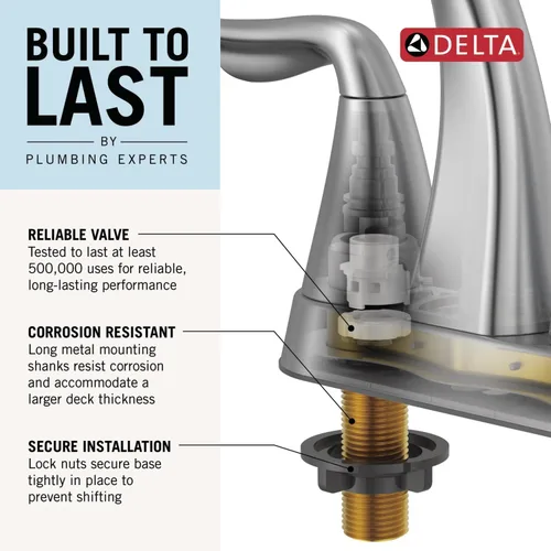 Miniatura 8 de Delta Arvo - Grifo central de baño extraíble, grifo dorado para lavabo de baño, grifo de baño con rociador extraíble, grifo de baño de 3 agujeros