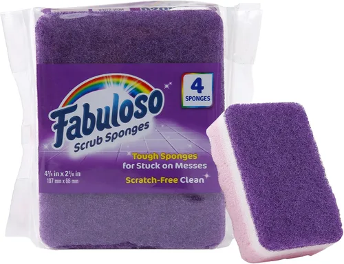 Esponjas Fabuloso, Púrpura - Limpiador sin arañazos para platos y superficies - Esponja para lavar platos para una experiencia de limpieza audaz y