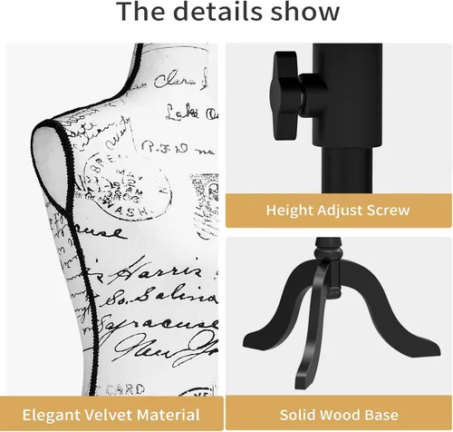 Miniatura 4 de Bonnlo Maniquí de costura, apto para clavar alfileres, para vestido de mujer, con base de trípode de madera., 6 Beige