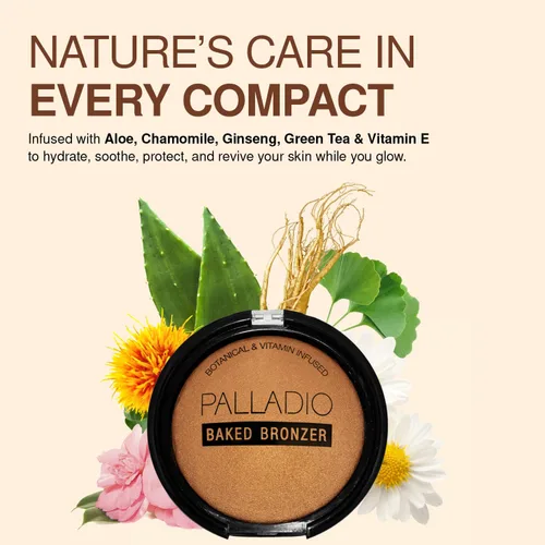 Miniatura 6 de Palladio Bronceador horneado, altamente pigmentado y fácil de mezclar, brillo bronceado brillante, uso seco o húmedo, dura todo el día, proporciona
