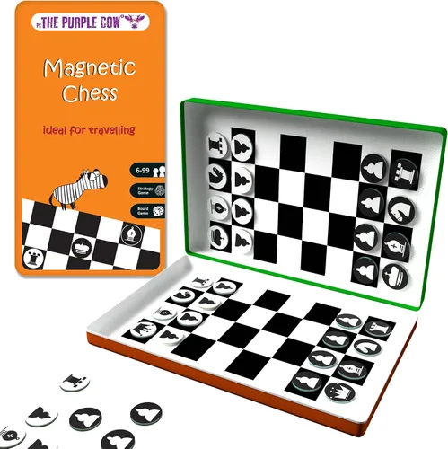 The Purple Cow - Juego de ajedrez magnético para niños y adultos. Tamaño de viaje, juego ligero para horas de diversión - Mini juego portátil -