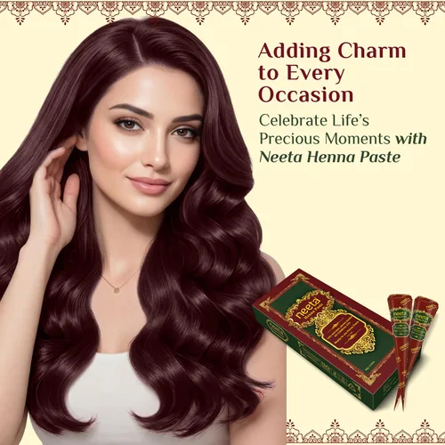 Miniatura 4 de Neeta 4 Pack 100% Natural Listo para Usar Pasta de Henna en Cono para Teñir el Cabello Color Marrón rojizo tubos para mujeres Perfecto para colorear