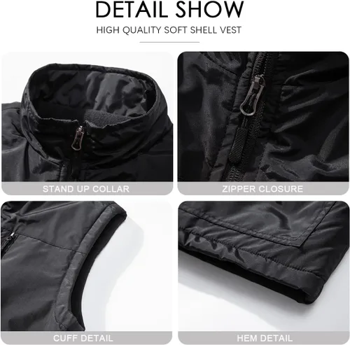 Miniatura 5 de AKuVoL Chaleco ligero Softshell para hombre, impermeable, chaleco acolchado a prueba de viento para golf y correr