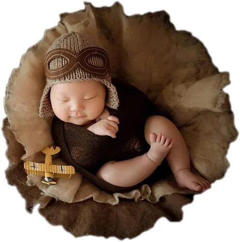 Accesorios de fotografía para bebé, sombreros de piloto con manta para niños y niñas, recién nacidos, sesiones de fotos, sombrero, conjunto de manta