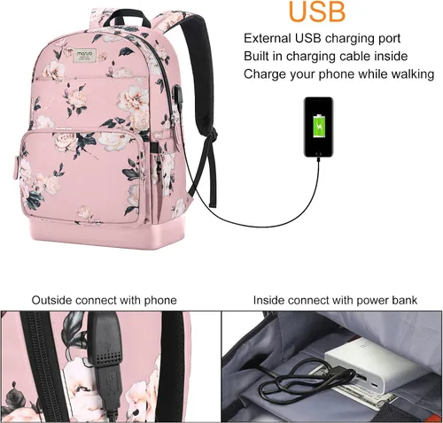 Miniatura 2 de MOSISO Mochila para laptop de 15.6 a 16 pulgadas para mujer, bolsa de poliéster antirrobo, elegante, informal, con correa de equipaje y puerto