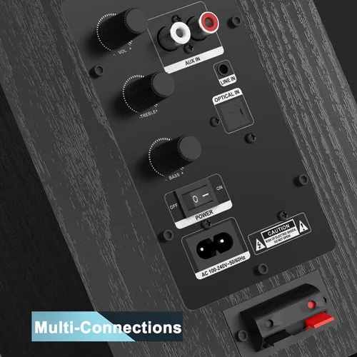 Miniatura 6 de LONPOO Altavoces Bluetooth para repisa, Altavoces con alimentación de 60W con Bluetooth/AUX-in/Óptica/RCA, Woofer de 4" y Tweeter de 1" (Negro)