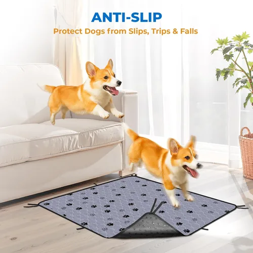 Miniatura 5 de Fostanfly Almohadillas lavables para orina para perros, paquete de 2 almohadillas reutilizables superiores de 36 x 48 pulgadas, impermeables, Gris