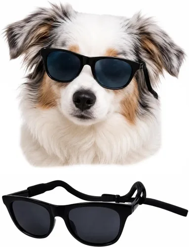 Miniatura 17 de G006 Disfraz para perro y mascota, estilo retro de los años 80, lentes de sol ajustables para razas medianas de 20 a 40 libras, para fiesta, Panto