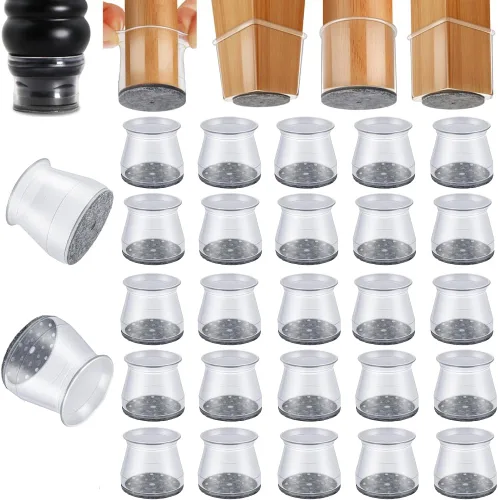 Paquete de 48 protectores de suelo para patas de silla, protectores de pies de silla para suelos de madera dura, fundas de silicona para patas de