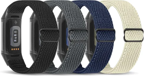 Miniatura 12 de enkic Bandas elásticas de nailon compatibles con Fitbit Charge 5, paquete de 4 correas elásticas suaves y ajustables, transpirables, correa