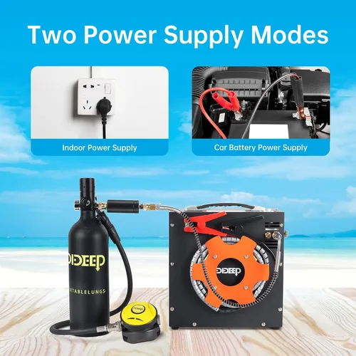 Miniatura 5 de DIDEEP Compresor de aire PCP, compresor de aire de alta presión de 4500 Psi/300 bar, 12 V CC o 110 V CA para compresor de tanque de buceo, pistolas