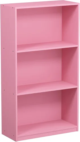Miniatura 5 de Furinno BASIC - Estantería moderna de 3 niveles, estantería con estantes abiertos, 9.3 x 21.8 x 39.5 pulgadas, para sala de estar, dormitorio, Rosa