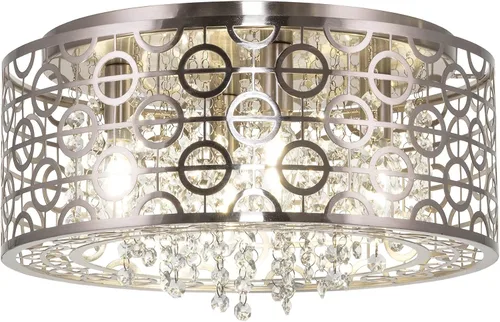 Miniatura 10 de Kira Home Brielle - Lámpara de techo moderna de 15 pulgadas, pantalla de metal geométrico glamorosa de 4 luces con cristales en cascada, acabado