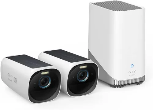 eufy Security S330 eufyCam 3 - Kit de 2 cámaras, cámara de seguridad inalámbrica para exteriores, cámara 4K con panel solar, energía eterna, IA de